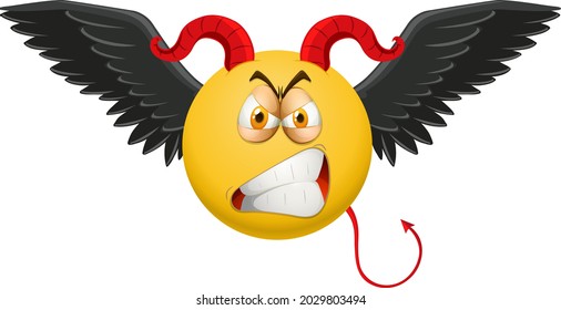 Devil Emoticon mit Gesichtsausdruck-Illustration