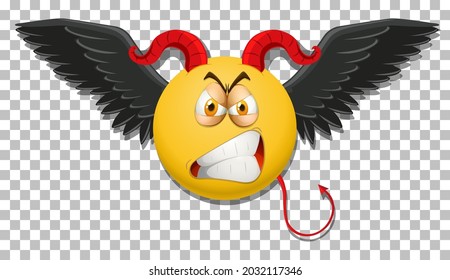 Emoticono malvado con ilustración de expresión facial