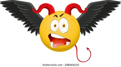 Emoticono malvado con ilustración de expresión facial