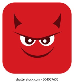 Devil Emoticon In A Flat Design