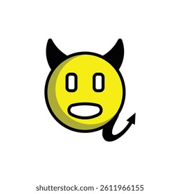 Devil Emoticon icon with surprised face design, Angry devil emoji isolated on white background