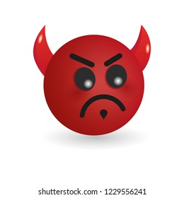 Devil emoticon isolated on white background. Emoji vector illustration