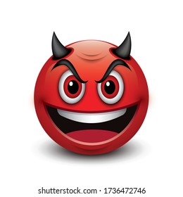 Devil emoticon isolated on white background - emoji - vector illustration