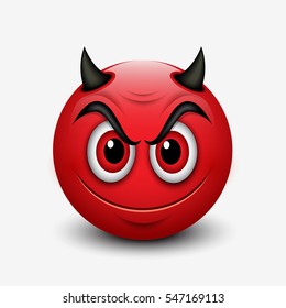 Devil Emoticon Isolated On White Background - Emoji - Vector Illustration