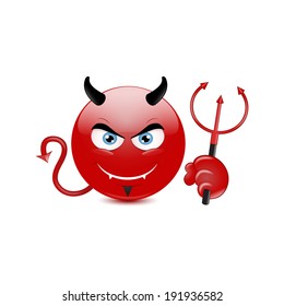 Devil emoticon on a white background. Vector