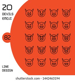 devil emoticons and avatar icons set line design