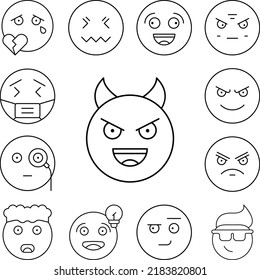 Devil, emotions icon in a collection with other items