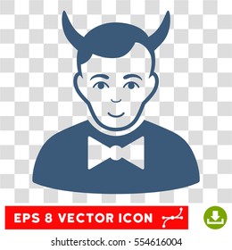Devil EPS vector pictogram. Illustration style is flat iconic blue symbol on chess transparent background.