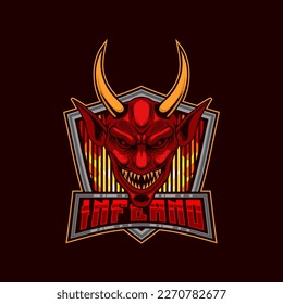 Devil E-Sport Mascot Logo. Devil Demon Mascot E-Sport Logo Design Vector Illustration Template