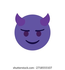 diabo mal roxo face chifre sorrindo com chifres travessos halloween símbolo emoji sinal ícone vetor ilustração isolado plana