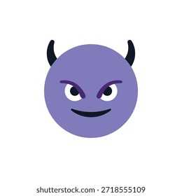 diabo mal roxo face chifre sorrindo com chifres travessos halloween símbolo emoji sinal ícone vetor ilustração isolado plana