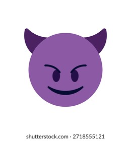 diabo mal roxo face chifre sorrindo com chifres travessos halloween símbolo emoji sinal ícone vetor ilustração isolado plana