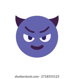 diabo mal roxo face chifre sorrindo com chifres travessos halloween símbolo emoji sinal ícone vetor ilustração isolado plana