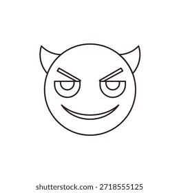 diabo mal roxo face chifre sorrindo com chifres travessos halloween símbolo emoji sinal ícone vetor ilustração isolado plana