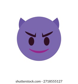 diabo mal roxo face chifre sorrindo com chifres travessos halloween símbolo emoji sinal ícone vetor ilustração isolado plana
