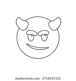 diabo mal roxo face chifre sorrindo com chifres travessos halloween símbolo emoji sinal ícone vetor ilustração isolado plana
