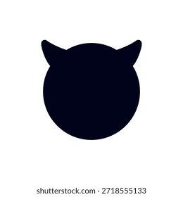 Cara púrpura malvada del diablo con cuernos sonriente con cuernos travesura Travieso Halloween Emoji símbolo símbolo icono Ilustración vectorial aislada plana