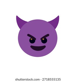 diabo mal roxo face chifre sorrindo com chifres travessos halloween símbolo emoji sinal ícone vetor ilustração isolado plana