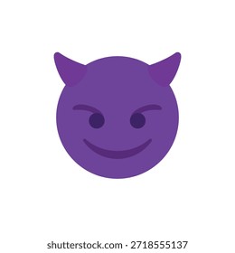 diabo mal roxo face chifre sorrindo com chifres travessos halloween símbolo emoji sinal ícone vetor ilustração isolado plana