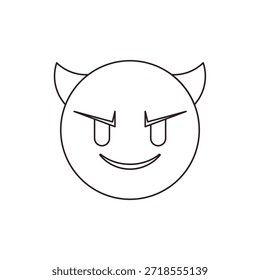 diabo mal roxo face chifre sorrindo com chifres travessos halloween símbolo emoji sinal ícone vetor ilustração isolado plana