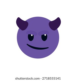 diabo mal roxo face chifre sorrindo com chifres travessos halloween símbolo emoji sinal ícone vetor ilustração isolado plana