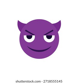 diabo mal roxo face chifre sorrindo com chifres travessos halloween símbolo emoji sinal ícone vetor ilustração isolado plana