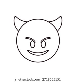 diabo mal roxo face chifre sorrindo com chifres travessos halloween símbolo emoji sinal ícone vetor ilustração isolado plana