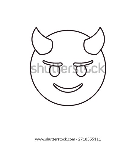 devil evil purple face horned smiling with horns mischief naughty  halloween emoji symbol sign icon vector illustration isolated flat