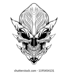 Devil Evil skull vector illustration line art