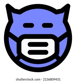 Devil expressionless with a facial expression wearing the mask