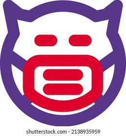 Devil expressionless with a facial expression wearing the mask