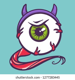 Devil eyeball icon. Hand drawn illustration of devil eyeball vector icon for web design