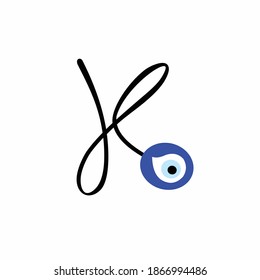 devil eyes logo, jewellery logo with letter J concept
