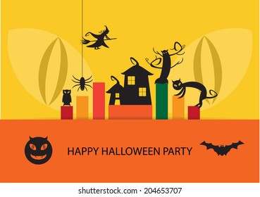 Devil eyes, Set of halloween black shadow silhouette on paper bar shape, EPS10 vector