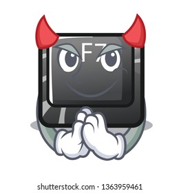 Devil F7 button installed in computer cartoon