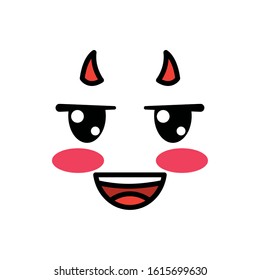 devil face cartoon design, Kawaii expression cute character funny and emoticon theme Vector illustration