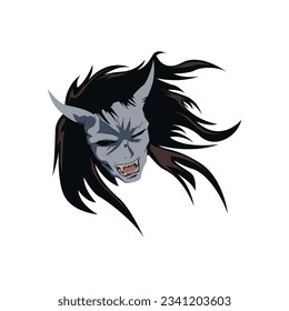 Devil face character design in anime cartoon, vector illustration.