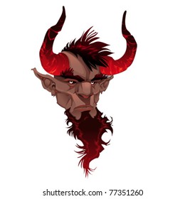 Devil face. Demon's portrait. Vector isolated illustration