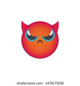 Devil face emoticon flat icon, Angry face with horns emoji vector sign, colorful pictogram isolated on white. Symbol, logo illustration. Flat style design