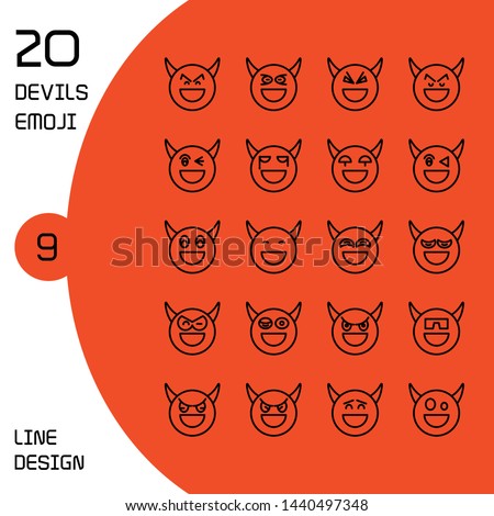 devil face emoticons and avatar icons set line design