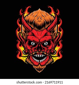 devil face with fire vector