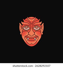 Devil Face Flat Vector Illustration