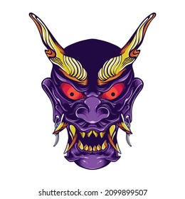 devil face hanya mask illustration