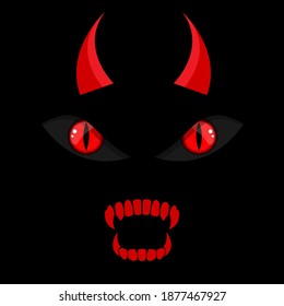 Devil face Horns Eyes Teeth illustration