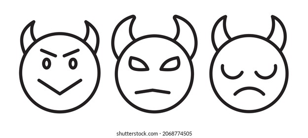 Devil face line icon, devil emoticon icon button, vector, sign, symbol, logo, illustration, editable stroke, flat design style isolated on white