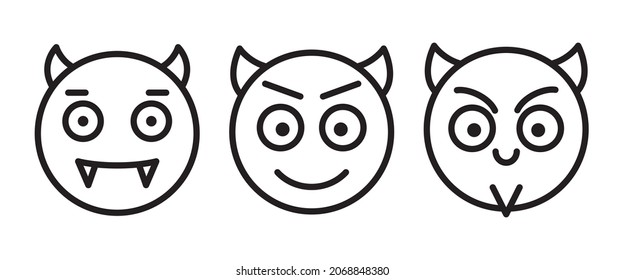 Devil face line icon, devil emoticon icon button, vector, sign, symbol, logo, illustration, editable stroke, flat design style isolated on white