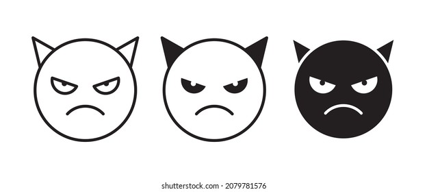 Devil face line icon, devil emoticon icon button, vector, sign, symbol, logo, illustration, editable stroke, flat design style isolated on white