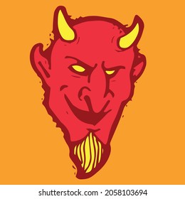 Devil face red satan hell illustration smile drawing 