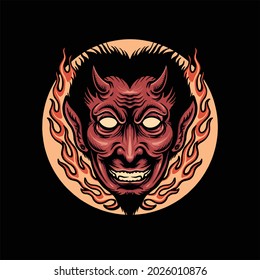 the devil face tattoo vector design