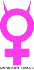 Pictograma vectorial plano de símbolo femenino malvado. Un icono aislado sobre un fondo blanco.
